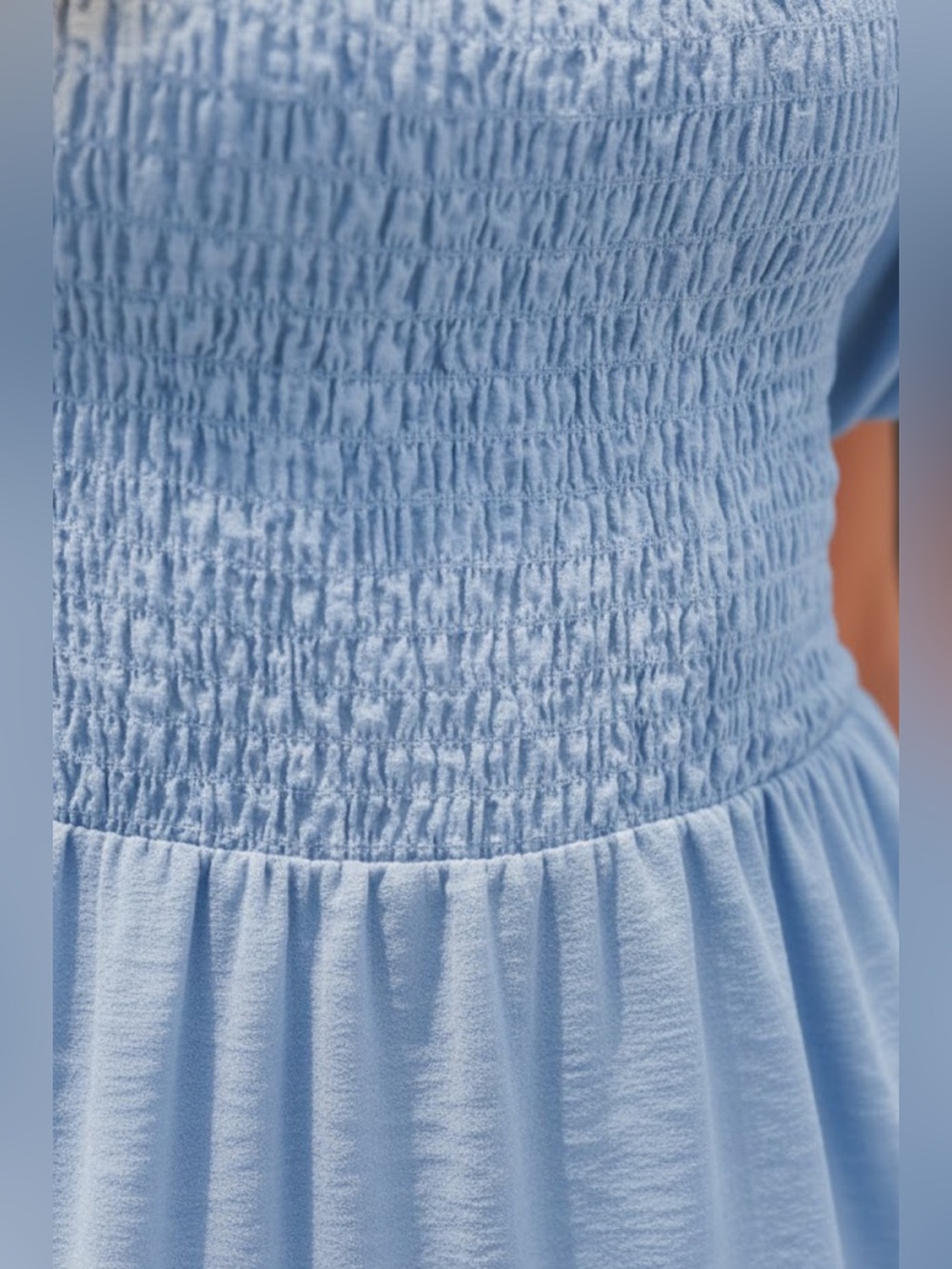 PRETTYGARDEN Blue Tiered Smocked Midi Dress Large Puff Sleeve Cottagecore - Picture 7 of 12